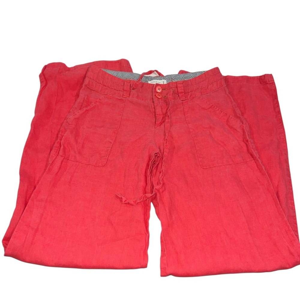 Love Tree Vibrant Coral Orange Linen Pants Women’s Size Small Beachy Nautical
